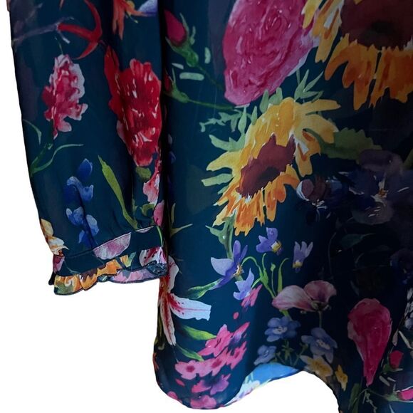 EShakti floral button front tunic women’s size Large-14 - Picture 4 of 10